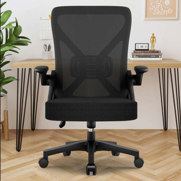 GTIMEX Ergonomischer Bürostuhl Schwarz – Verstellbare Lendenwirbelstütze – Neigungsfunktion bis zu 125°