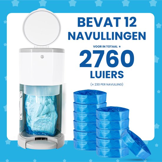 Saaf Windeleimer Refill geeignet für Tommee Tippee - 12 Stück - ±2760 Windeln - Geeignet für Sangenic und Twist & Click