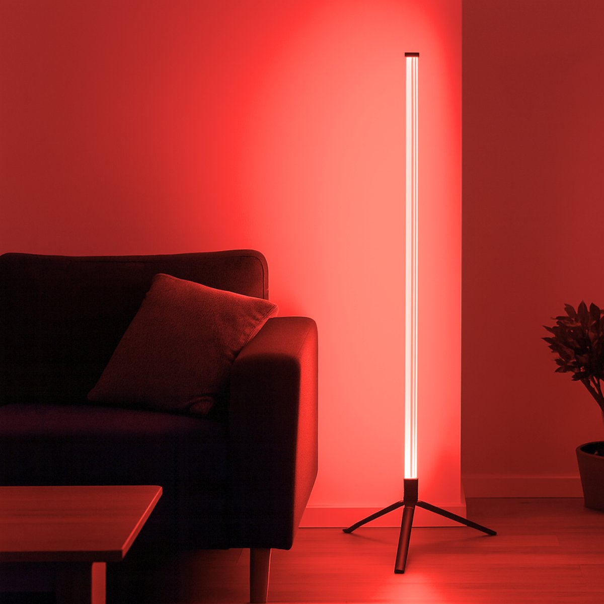 Grundig - LED Stehleuchte 120 cm - Mit Fernbedienung - USB betrieben - Stimmungsvolle Lampe für Wohnzimmer, Schlafzimmer und Gaming - 4 Lichtmodi, 60 LEDs