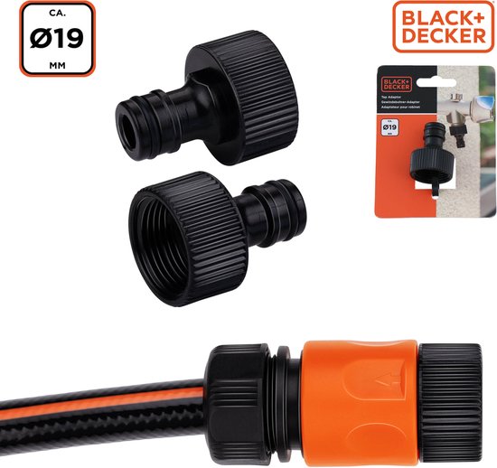BLACK+DECKER Wasserhahn 3/4" - ⌀ 19 CM - Kupplungsstück - Kunststoff - Schwarz