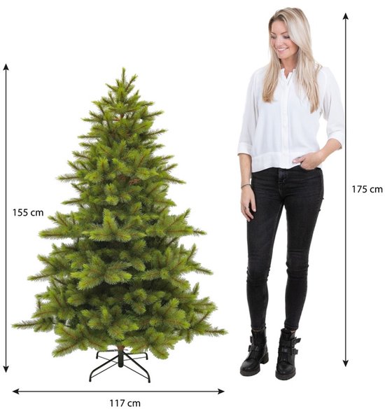 Triumph Tree Wyoming Spar – Weihnachtsbaum mit 460 Tannenzweigen und Einhängekonstruktion – Weihnachtsdekoration für den Innenbereich mit natürlicher Ausstrahlung – Kunstbaum mit harten PVC-Nadeln – H 155 x Ø 117 cm – Grün