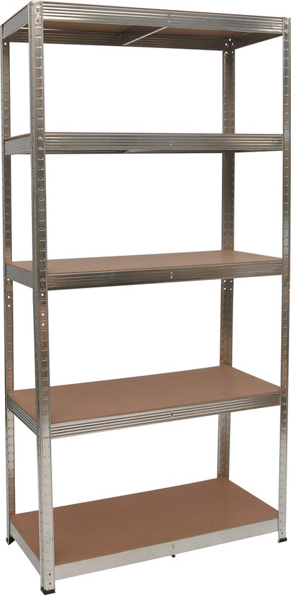 Starcko – Aufbewahrungsregal aus Metall – 90 cm breit – 40 cm tief – 5 x 175 kg Tragkraft – Montage ohne Schrauben – verzinkt