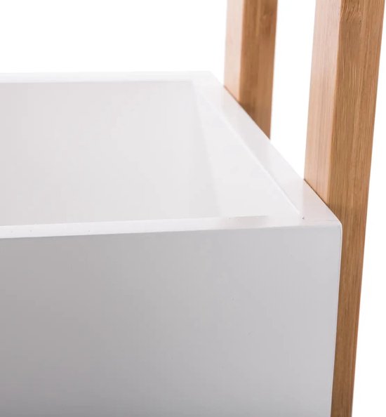 Küchenwagen mit 3 Ablagen – Bambusholz – weiß/braun – 41 x 20 x 80 cm – Badezimmer