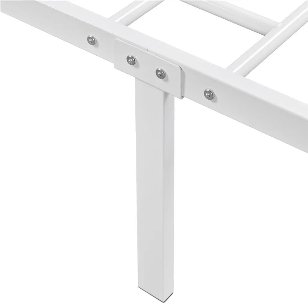 Yaheetech Metallbettgestell 140 x 200 cm – Weiß – Doppelbett mit Lattenrost und hohem Kopfteil