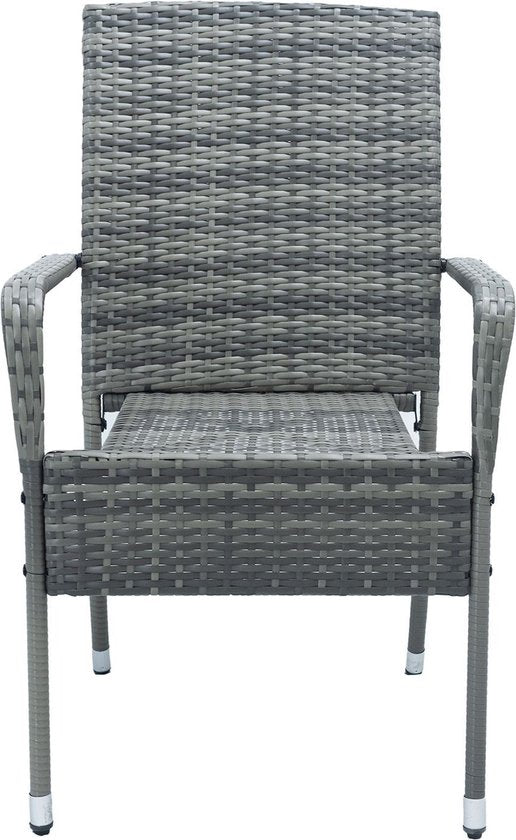 Polyrotan Gartenstühle Yoro - 4 Stück - Grau - Stapelbar