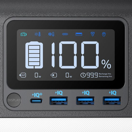 Anker 535 tragbare Stromversorgung, tragbarer Generator 512 Wh (PowerHouse 512 Wh), 500-W-Outdoor-Generator mit 7 Anschlüssen, 2 Wechselstromausgängen, 60-W-USB-C-PD-Ausgang und LED-Lampe für Camping, Wohnmobile, Notfälle und mehr