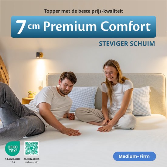 Ella Firm Topper 180x200 cm - 7CM Matratzenauflage Bezug Matratze - Matratzenauflage Gel Infused Memory Foam & Aircell Foam - Firmness Firm