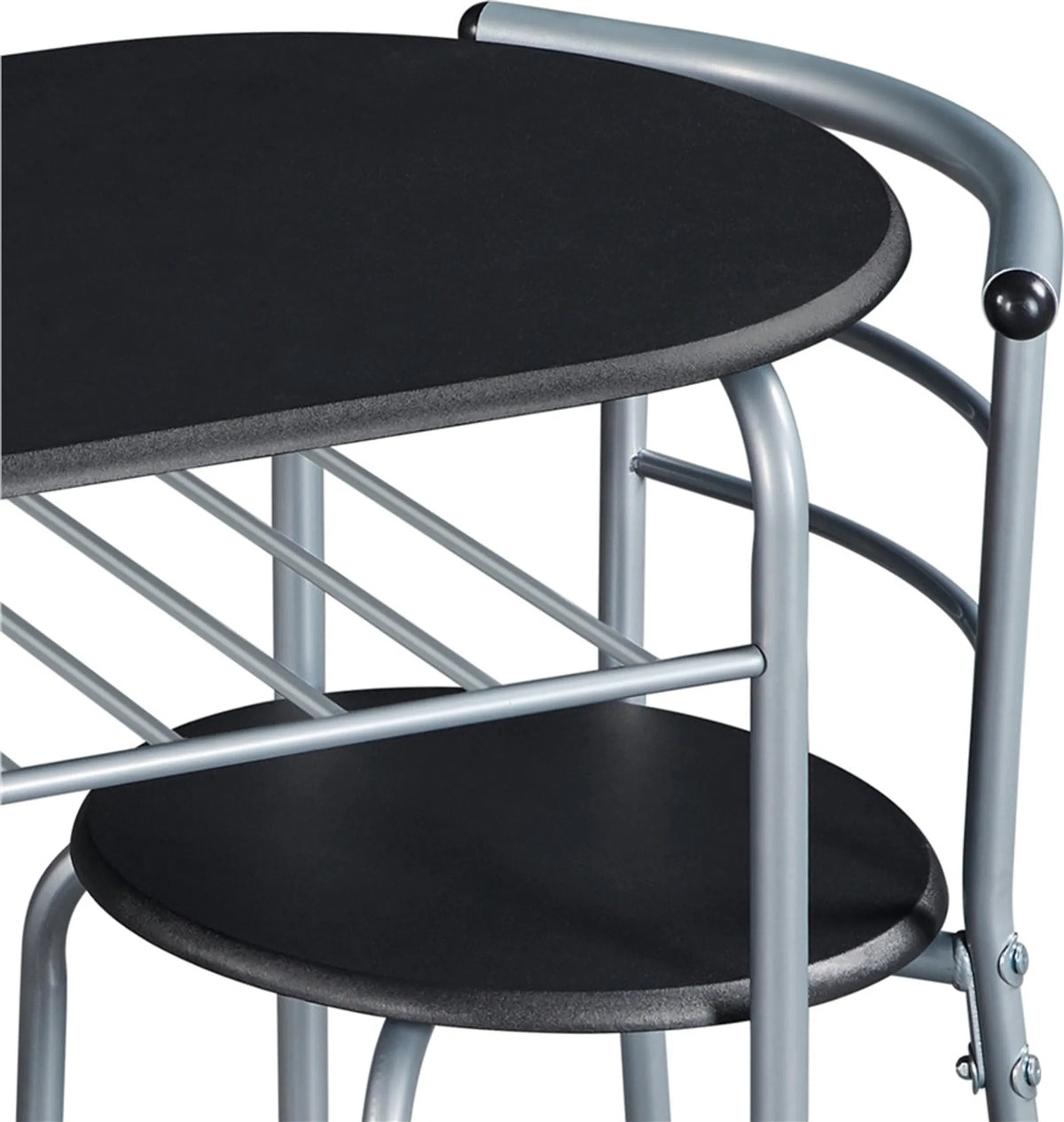 Yaheetech Dining Set von 3 - Features Tisch mit 2 Stühlen und verstellbare Lagerung Regal und wasserabweisende Beschichtung - für Küche und Esszimmer - Schwarz Metall und MDF - 80 x 53 x 73,5 cm