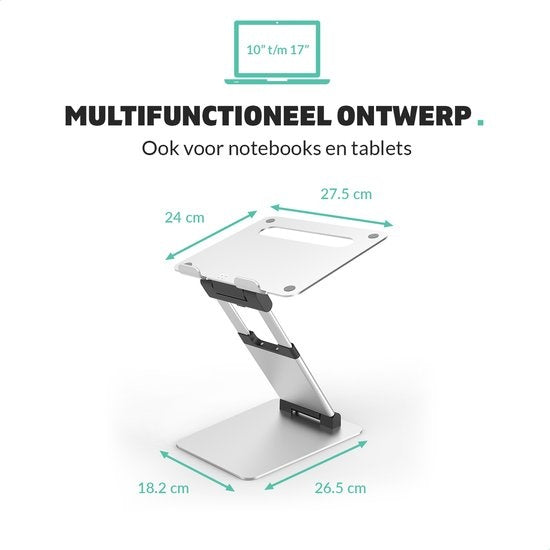 LURKÂ® Laptop-Ständer Ergonomisch - Aluminium Laptop-Halterung - Stehend arbeiten - Verstellbar und klappbar - Silber