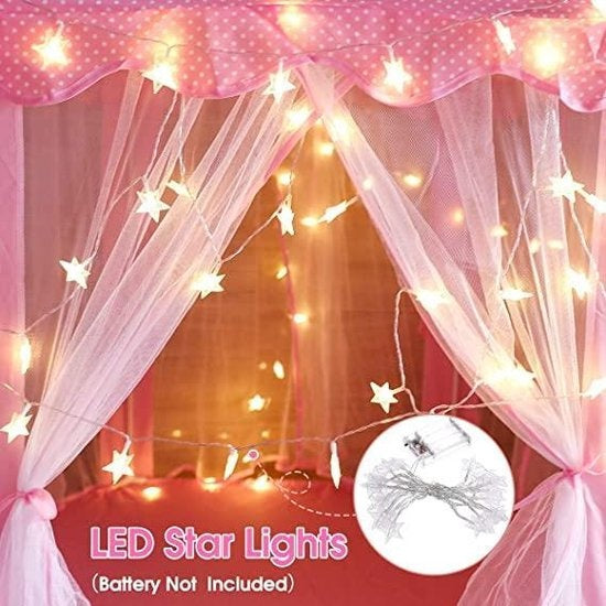 55 "x 53" Prinzessin Schloss Spielzelt-Mädchen-Spielzimmer-Kinderspielzimmer-Indoor-und Outdoor-Spiele-Rosa-Kommt mit LED-Beleuchtung