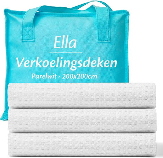 Ella® Kühldecke 200x200 cm - 100% Bio-Tencel - Selbstkühlende Decke - Kühlende Decke - Sommerbettdecke - Perlweiß