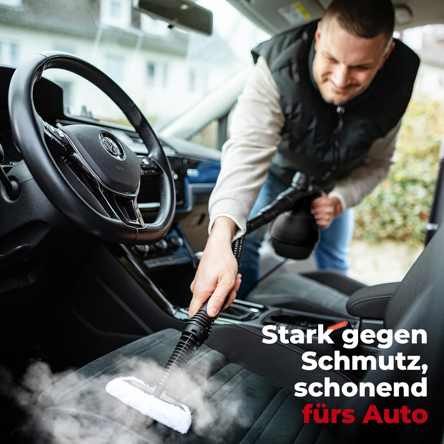 Neighbour's Friend® Dampfreiniger Neues Modell – Leistungsstarker Hand Steam Cleaner, 3,5 Bar Druck, 4m Kabel, 350ml Tank I Handdampfreiniger für Auto, Werkstatt, Haushalt & Fensterreinigung