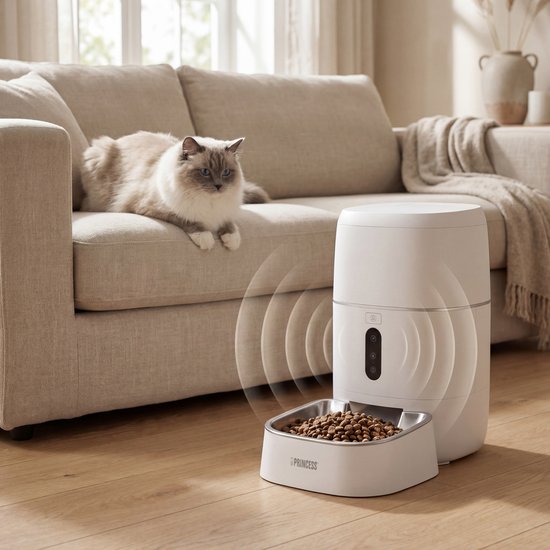 Princess Automatischer Fressnapf – Smart 6 Liter – Katze & Hund – App-Steuerung – Geplante Fütterung – Edelstahlschale – BPA-frei – Rutschfest – Pufferbatterie – Futterautomat – Futterspender – 610060