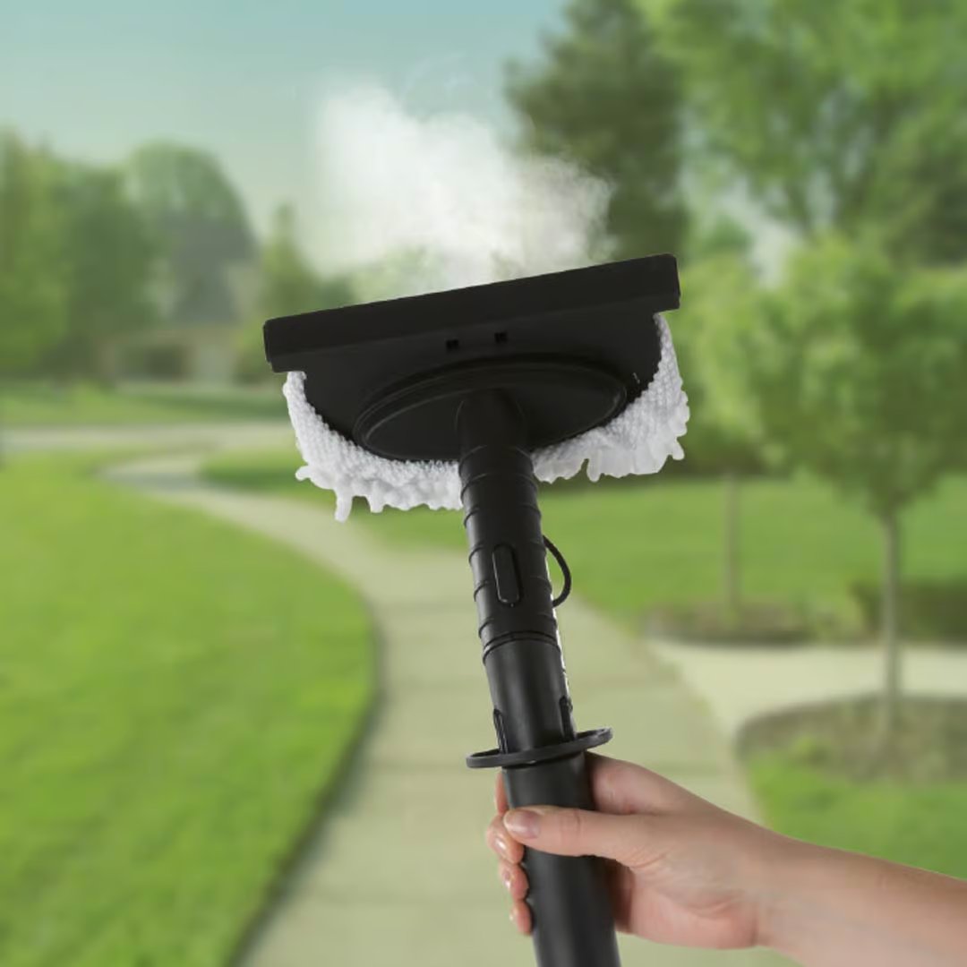 Livington Steam Twister Pro Kit – Großes Aufsatzteil für empfindliche Oberflächen – Inklusive Fensterreiniger – Waschbare Mikrofaser-Pads