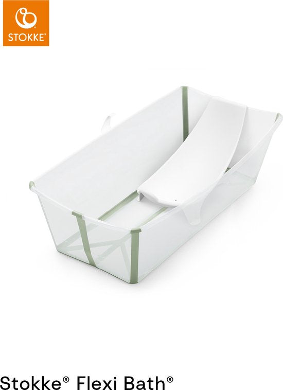 Stokke® Flexi Bath® X-Large-Set – Flexi Bath® XL + Newborn Support – Transparent grün