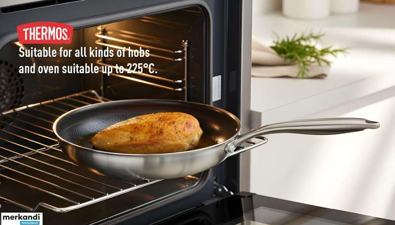 Thermos Thermoclad Pfannkuchenpfanne - 24 cm - Edelstahl/Silber - PFAS-freie keramische Antihaftbeschichtung