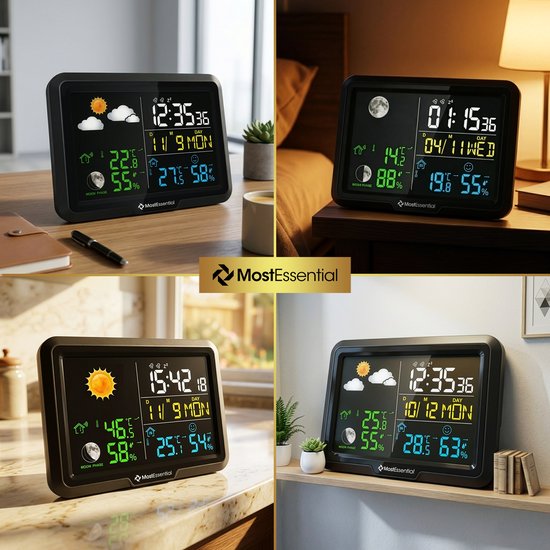 MostEssential Classic Edition Wetterstation – Plug-&-Play-Installation – Kabellos – Wetterstation mit Außensensor – Hygrometer – Innen und Außen – 100 Meter Reichweite – 1 Sensor