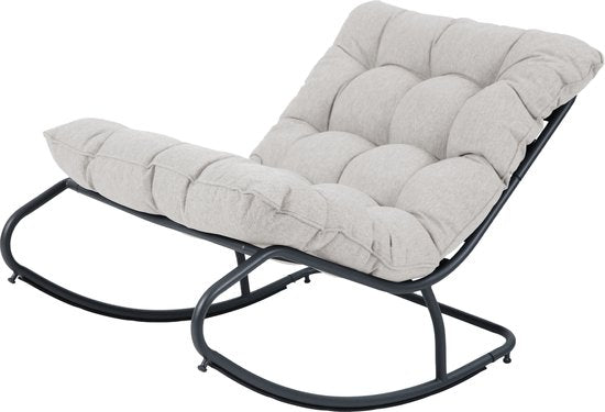 AXI Ruby Schaukelstuhl Schwarz/Beige – Schaukelstuhl für den Außenbereich – mit dicken Kissen – Metallgestell – Lounge-Gartenstuhl mit Schaukelfunktion