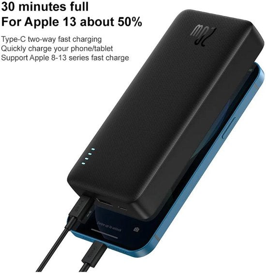 Baseus Airpow – Powerbank – 20 W – 20.000 mAh – USB-A- und USB-C-Kabel