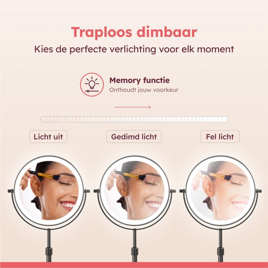 Fraay® Make-up-Spiegel mit LED-Beleuchtung - 10-fache Vergrößerung - Vergrößerungsspiegel mit Licht - wiederaufladbar - Rasierspiegel - Badezimmerspiegel - Schwarz