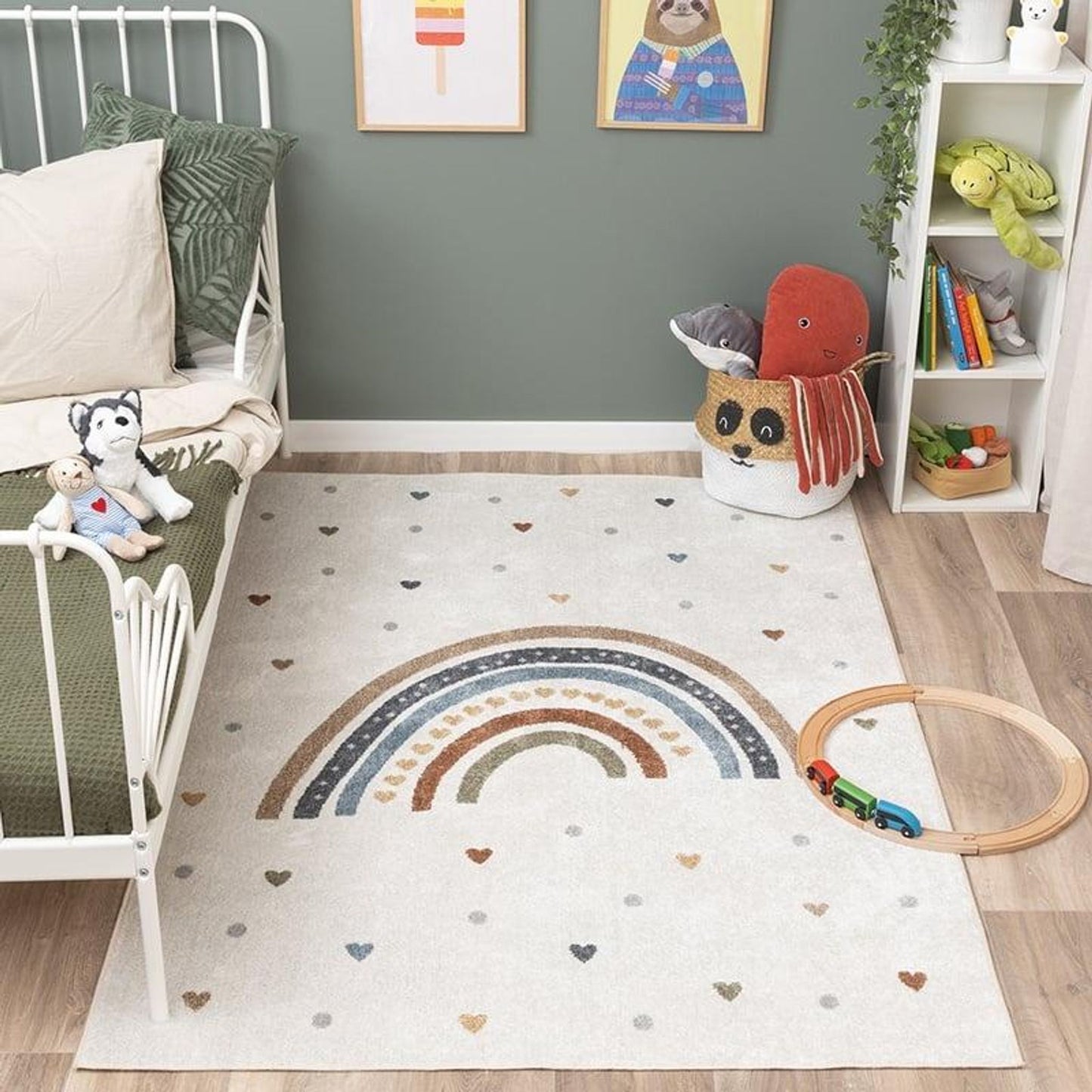 Volero Waschbarer Kinderteppich Ravi Regenbogen - Bunt - 140x200 cm