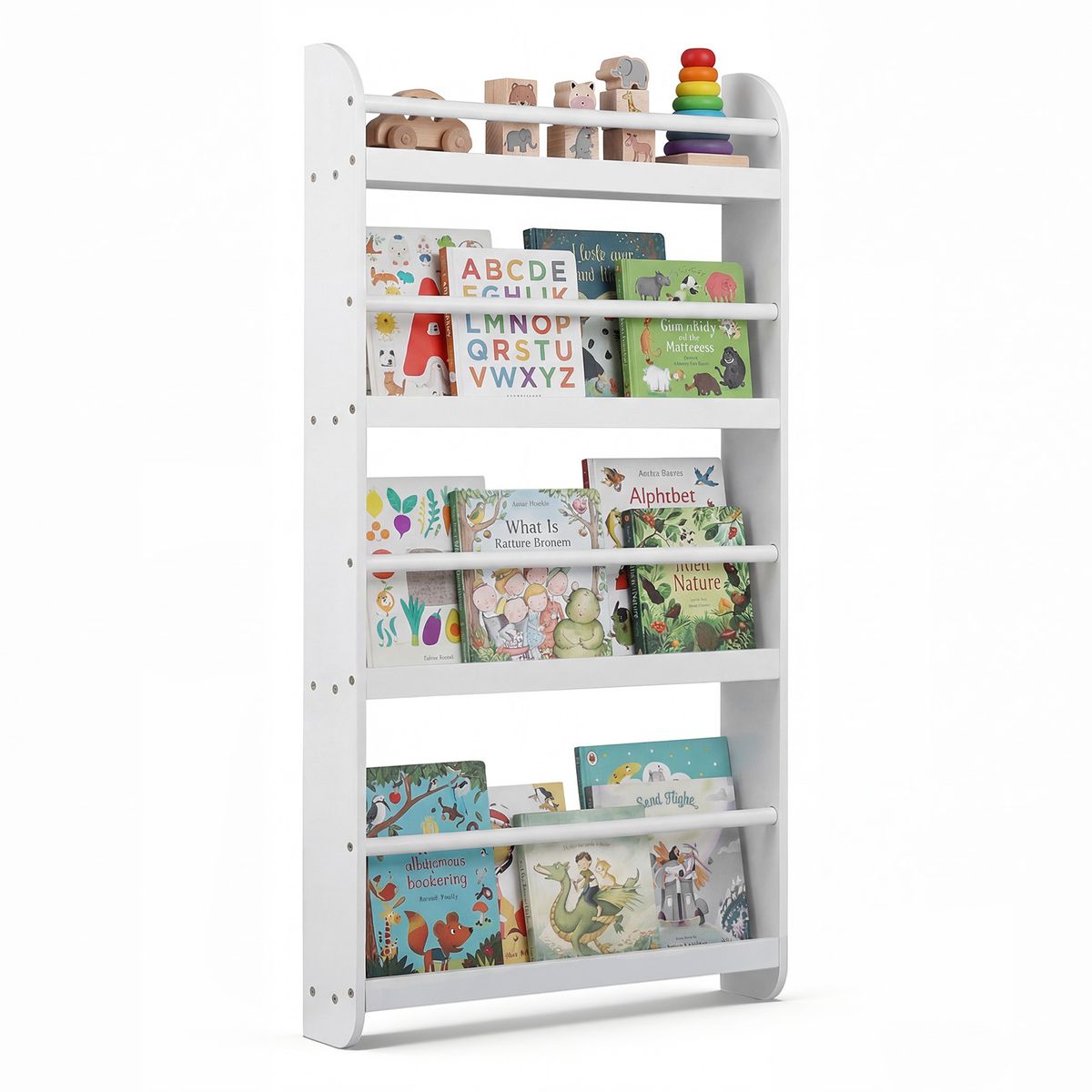 Coast Kinderbücherschrank als Wandregal – platzsparend mit 4 Einlegeböden – weiß