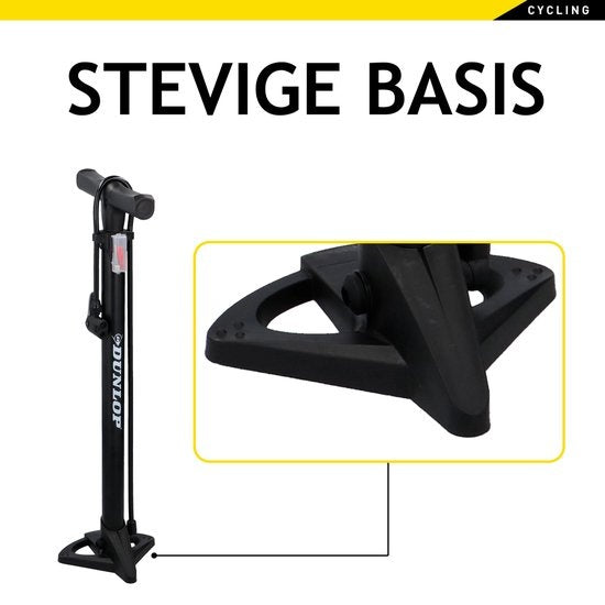 Dunlop Fahrradpumpe - Presta/ Dunlop/ Schrader - mit 2 Adaptern - Standpumpe - 62,5 cm hoch