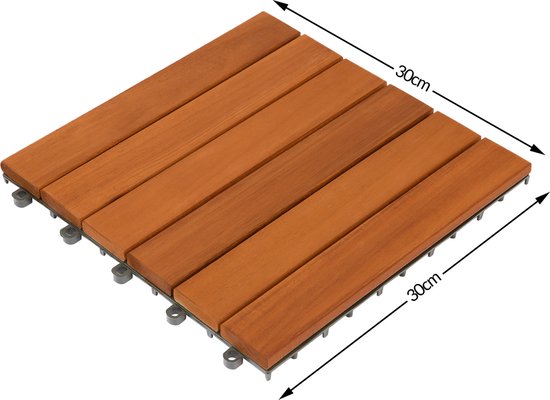 Terrassenfliese aus Akazienholz – 30 x 30 cm, Plug-In-System – FSC®-zertifiziert