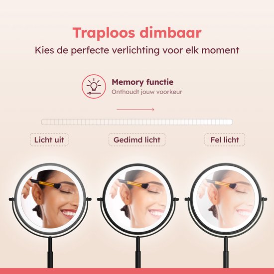 Fraay® XXL Make-up-Spiegel mit LED-Beleuchtung – 10-fache Vergrößerung – Vergrößerungsspiegel mit Licht – Wiederaufladbar – Rasierspiegel – Badezimmerspiegel – Schwarz