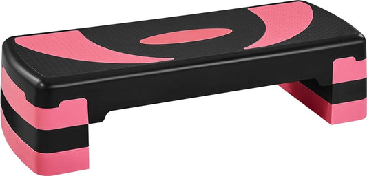 Yaheetech Aerobic Stepper einstellbar - 79,5 x 30 x 20 cm - Features 3 Höhenverstellungen und rutschfeste Oberfläche und Gummi-Schutzfüße - für Home Gym und Fitness-Training - Schwarz und Rosa Kunststoff