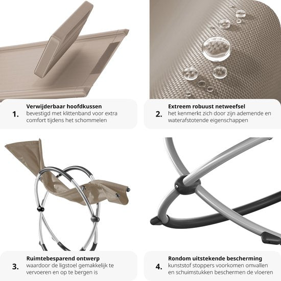 tectake - Sonnenliege - ergonomisch, faltbar - Kapazität 150 kg - beige -