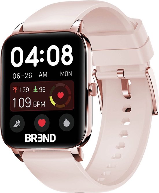 BREND Smartwatch für Frauen und Männer - Schrittzähler, Blutdruckmesser und Herzfrequenzmesser - Sportuhr - wasserdicht - Pink
