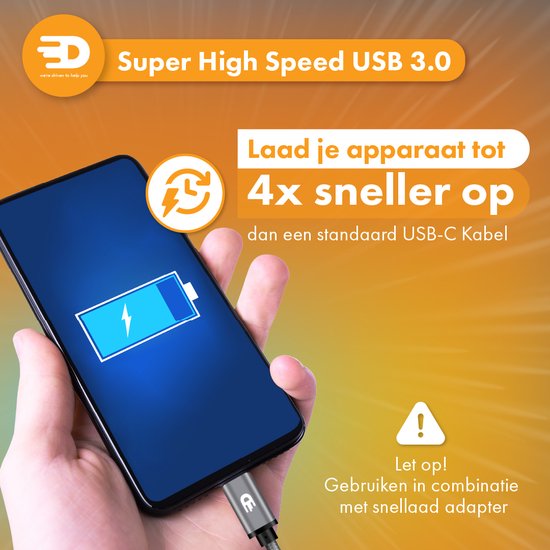 Drivv. USB zu USB C Kabel - Schnellladegerät - USB C Daten- und Ladekabel - 5 Meter - Geeignet für Samsung, iPhone 15 & mehr - Space Grau