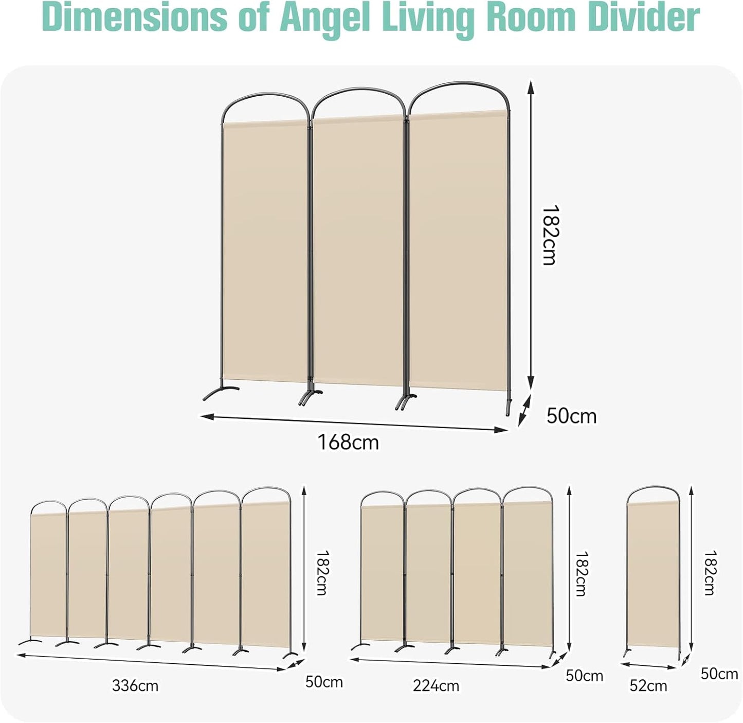 Angel Living Faltwand - 3 Paneele - 168 x 182 cm - Beige