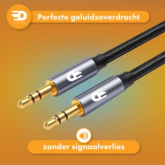 Drivv. AUX-Kabel 3,5 mm - Audiokabel - vergoldet - Stecker zu Stecker - Silber - 2 Meter