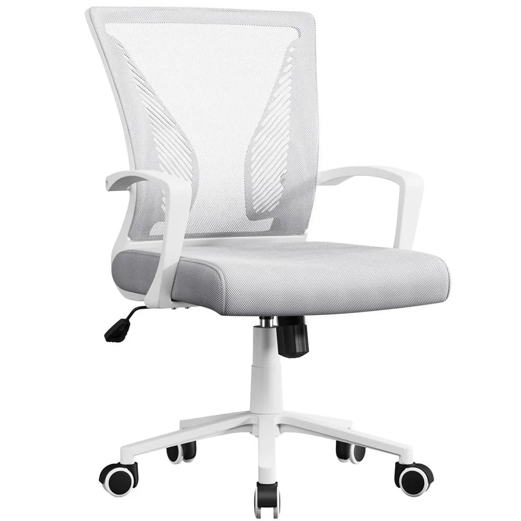 Yaheetech Ergonomischer Bürostuhl, verstellbar, Netzbezug, hellgrau