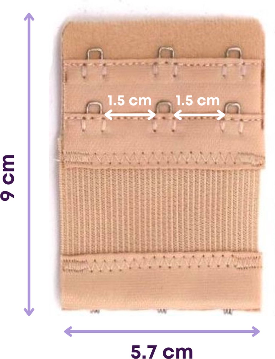 BH-Verlängerungsstück mit 3 Haken, 3er-Pack, elastisch, schwarz