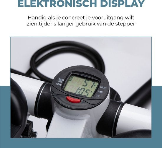 Umbro Stepper Fitness - Heimtrainer - Stepper mit Widerstandsbändern - Elektrische Anzeige - Schwarz/Weiß