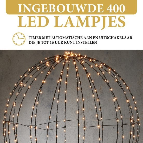 Giftsome - Weihnachtsbeleuchtung - LED Lichtkugel - 60 CM - Outdoor und Indoor - Schwarz