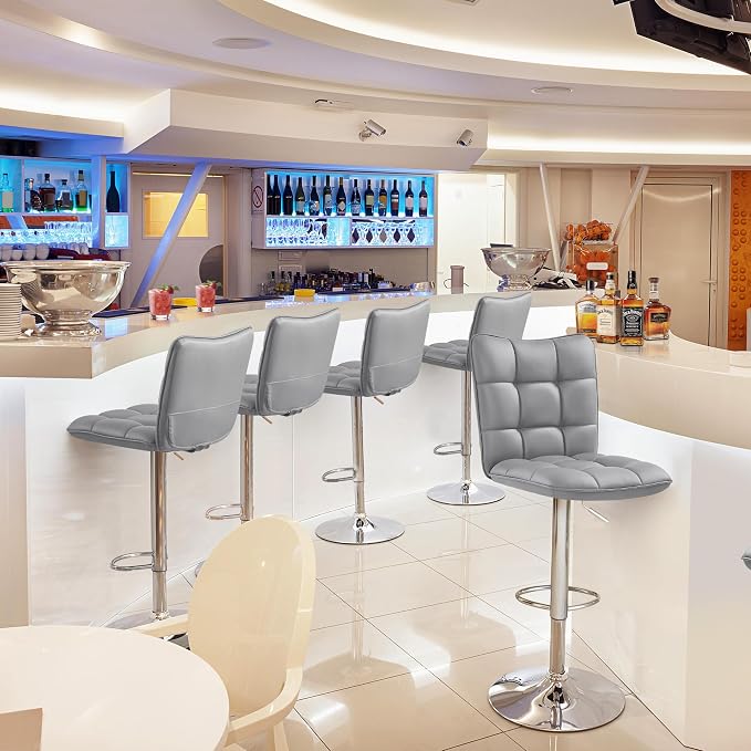 Yaheetech Barhocker – 2er-Set – Höhenverstellbar und um 360° drehbar – Hellgrau