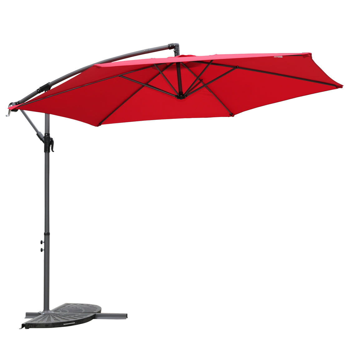 Angel Living Schwebeschirm 300 cm – Kurbel-Sonnenschirm mit Neigungsfunktion – Rot