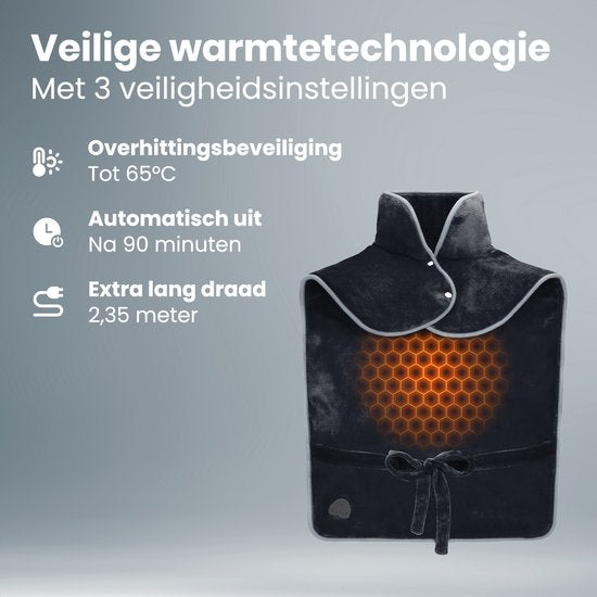 Auronic Heat Pad - Elektrische Heizdecke für Nacken, Schultern und Rücken - Waschbar - Energieeffizient - Heizdecke - Schwarz