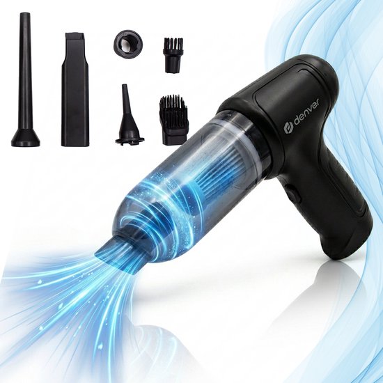 Denver Staubsauger – Handstaubsauger – Autostaubsauger – Druckluftdose – 6 Aufsätze – Saugen und Blasen – Handstaubsauger – Staubreiniger – HVC45