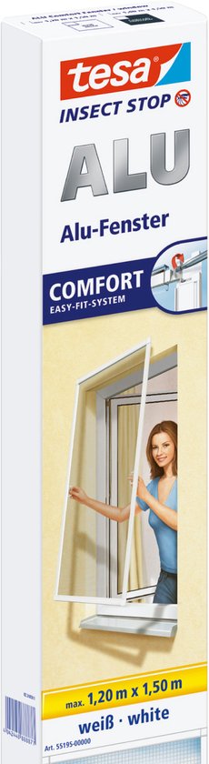 tesa ALU COMFORT 55195-00002-00 Fliegengitter (B x H) 1200 mm x 1500 mm Weiß 1 Stück