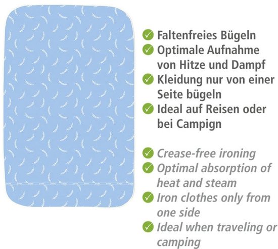 WENKO Air Comfort, Bügelunterlage, Blau, gemustert, Baumwolle, 1300 mm, 650 mm