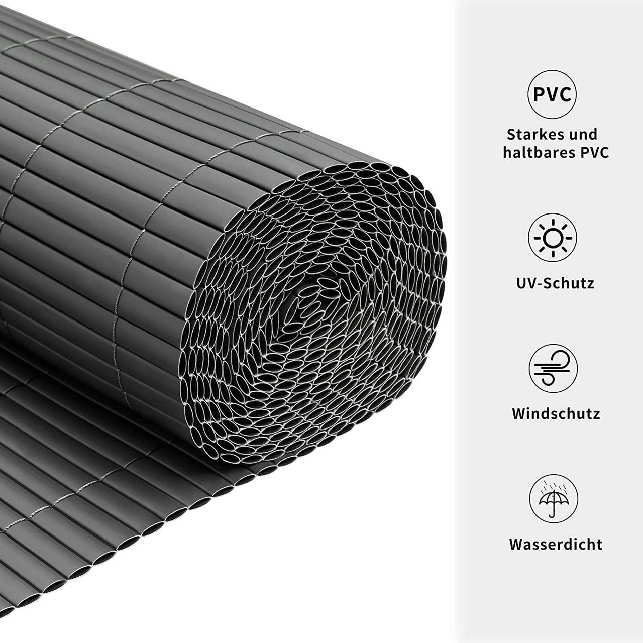 WOLTU PVC-Sichtschutzmatte – Windschutz – Grau – 400 x 100 cm