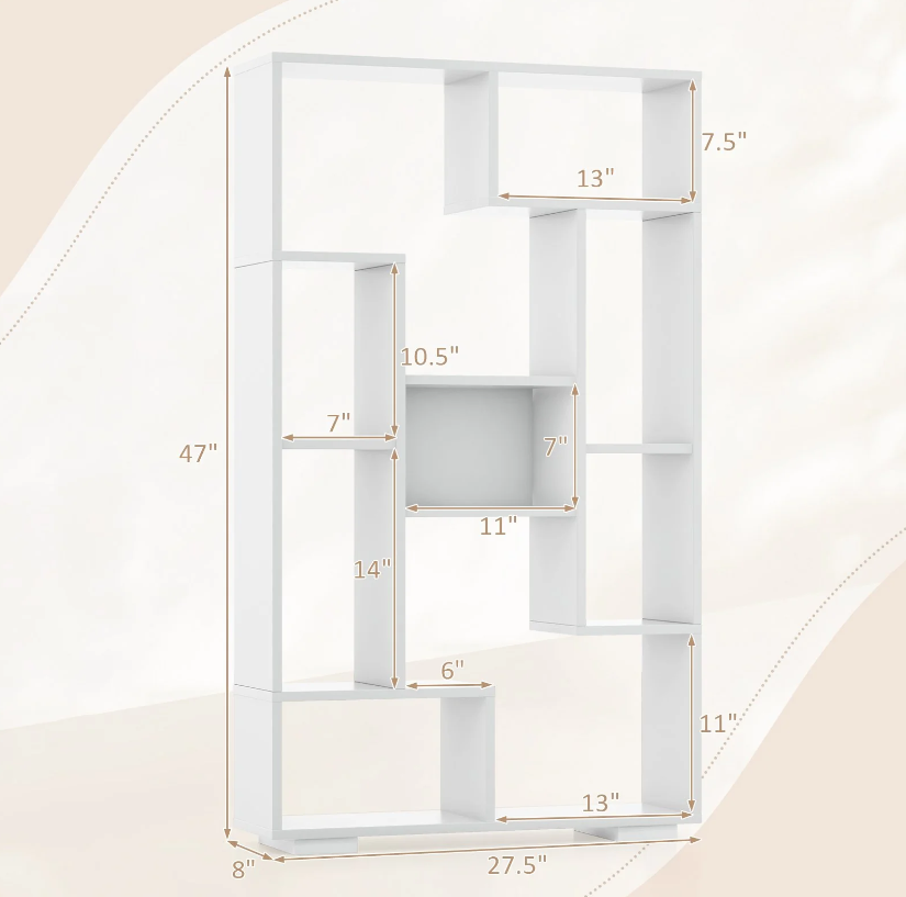 Coast Bücherregal - Holzwerkstoff - Inkl. 2 Anti-Kipp-Sets - 70 x 20 x 119 cm - Weiß
