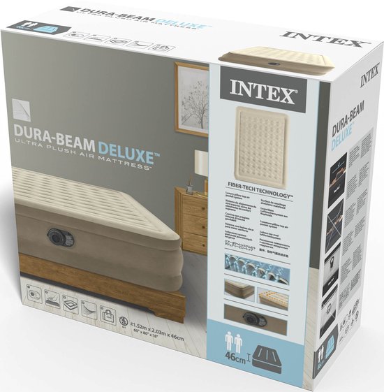 Intex Queen Ultra Plush Luftmatratze mit integrierter Pumpe – 152 x 203 x 46 cm