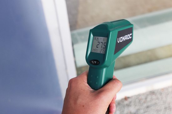 VONROC Digitales Infrarot-Thermometer - Laser - Messbereich -40°C bis 530°C - Inkl. 2 Batterien