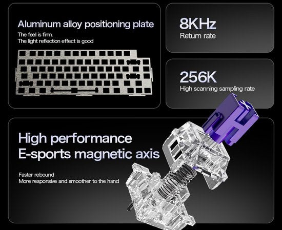 ATTACK SHARK R85HE – Kabelgebundene Gaming-Tastatur mit Magnetschaltern – 79 Tasten – RGB-Lichtleiste – Zierband – Lautstärkeregler – PBT-Tastenkappen – 8 kHz – 0,005 mm RT – 0,08 ms – Neongrün